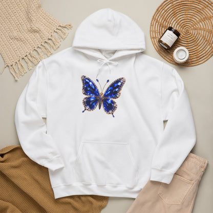 Rooted in Royalty™ Sapphire Blue Butterfly Unisex Hooded Sweatshirt