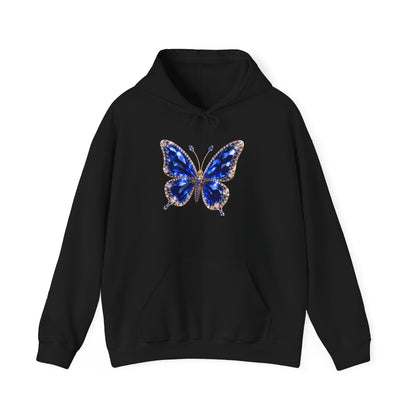 Rooted in Royalty™ Sapphire Blue Butterfly Unisex Hooded Sweatshirt