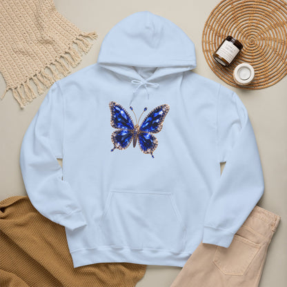 Rooted in Royalty™ Sapphire Blue Butterfly Unisex Hooded Sweatshirt