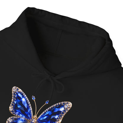 Rooted in Royalty™ Sapphire Blue Butterfly Unisex Hooded Sweatshirt