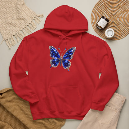 Rooted in Royalty™ Sapphire Blue Butterfly Unisex Hooded Sweatshirt