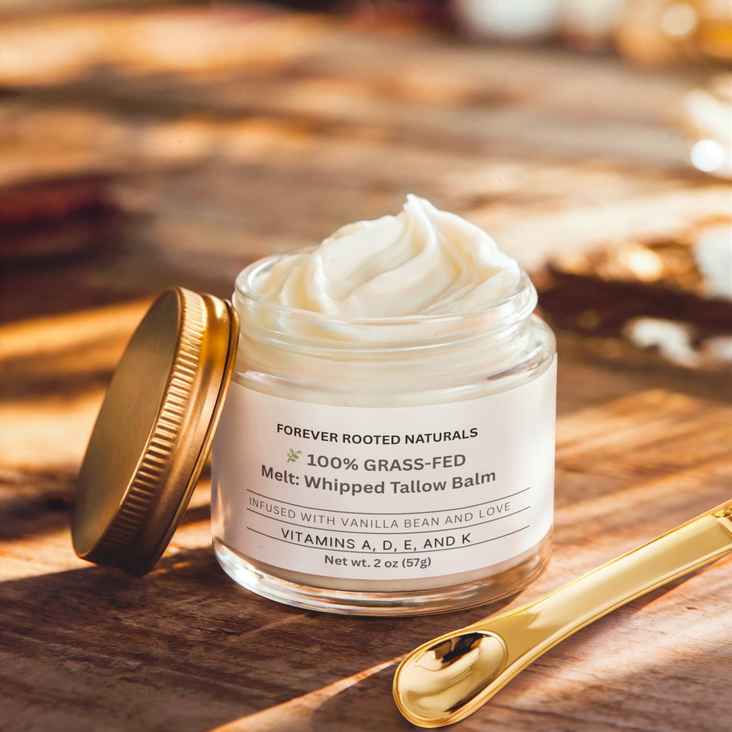 Melt: Whipped Tallow Balm with Vanilla Bean- Rooted in Love.