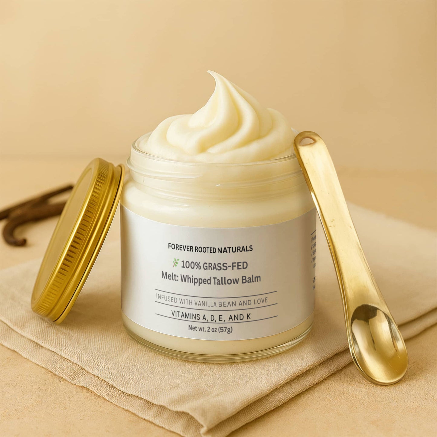 Melt: Whipped Tallow Balm with Vanilla Bean- Rooted in Love.