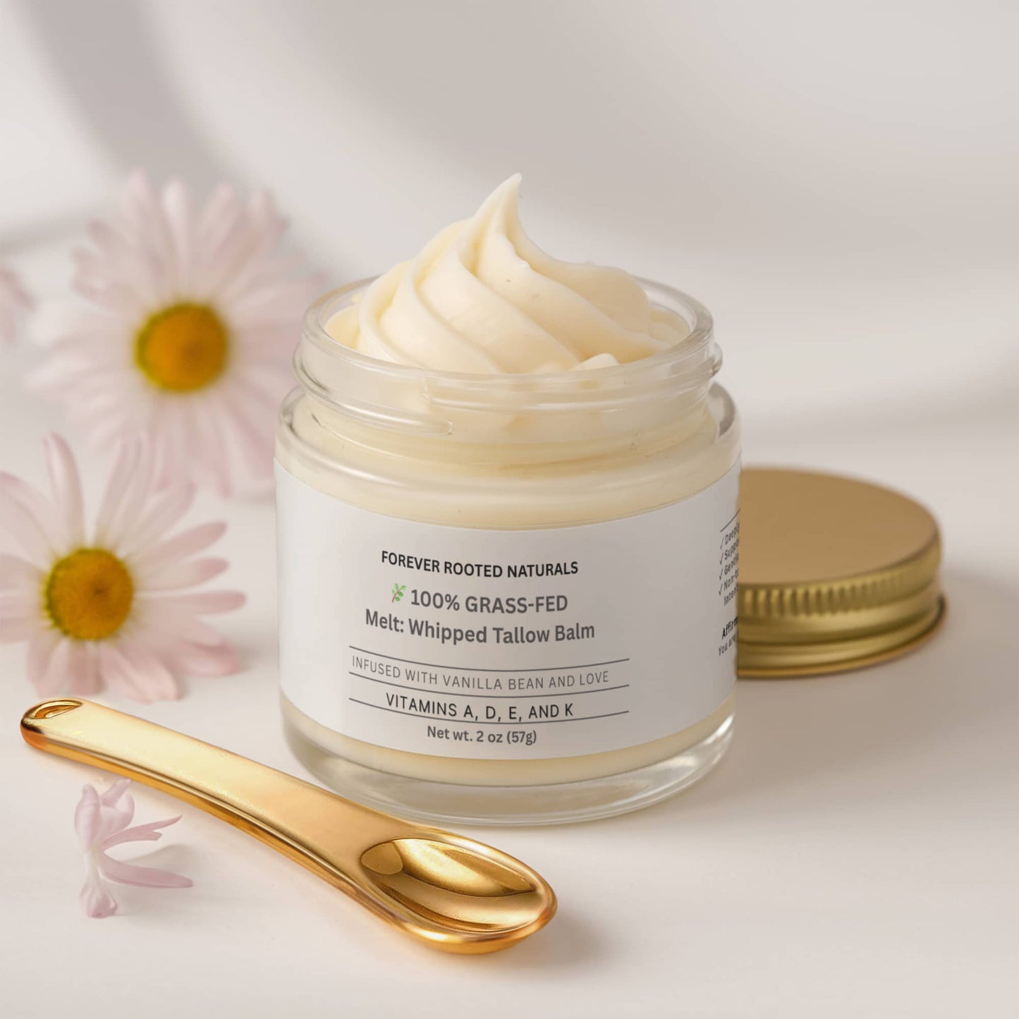Melt: Whipped Tallow Balm with Vanilla Bean- Rooted in Love.